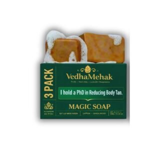 VedhaMehak Magic Soap 3 Pack | Body Tan Reduction | Saffron + Sandalwood | Luxury Fragrance
